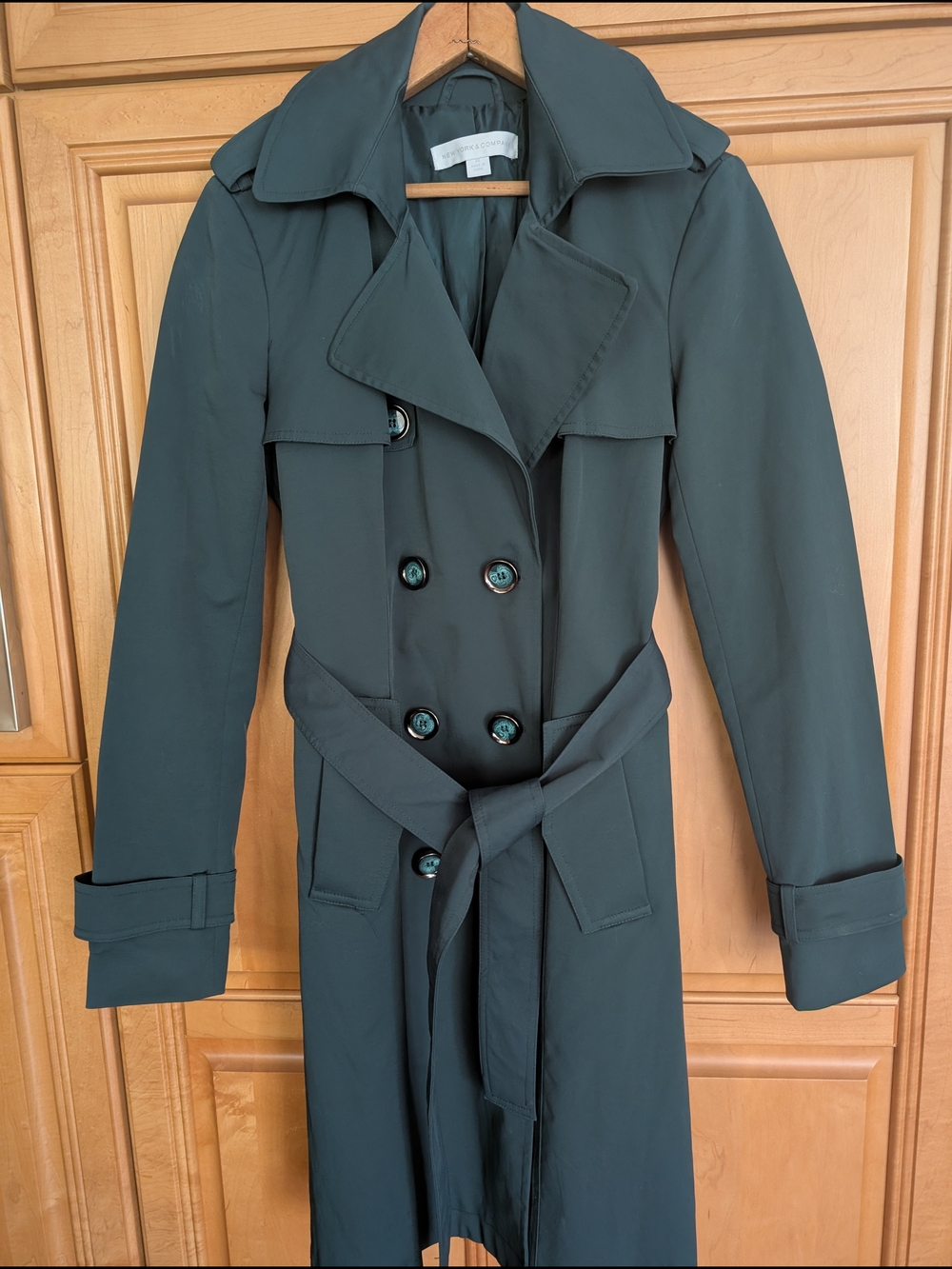 New York & Company Double-Breasted Trench Coat with Belt